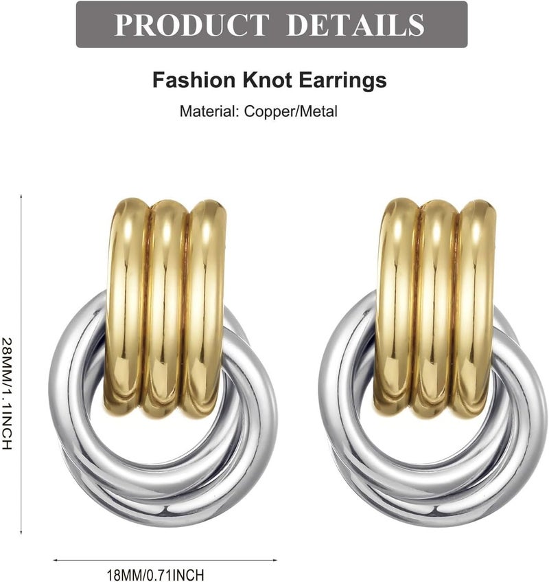 Spiritlele 14K Gold Plated Knot Earrings for Women Gold Silver Earrings Heart Link Drop Dangle Earring Chunky Golden Knotted Statement Jewelry - Image 3